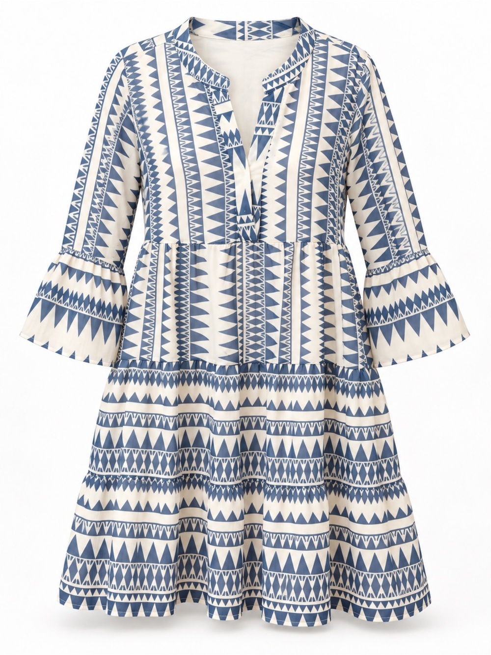 Blue & White Printed Tiered Women’s Dress PTP 23